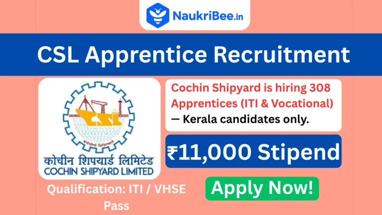 Cochin Shipyard Apprentice Recruitment 2025