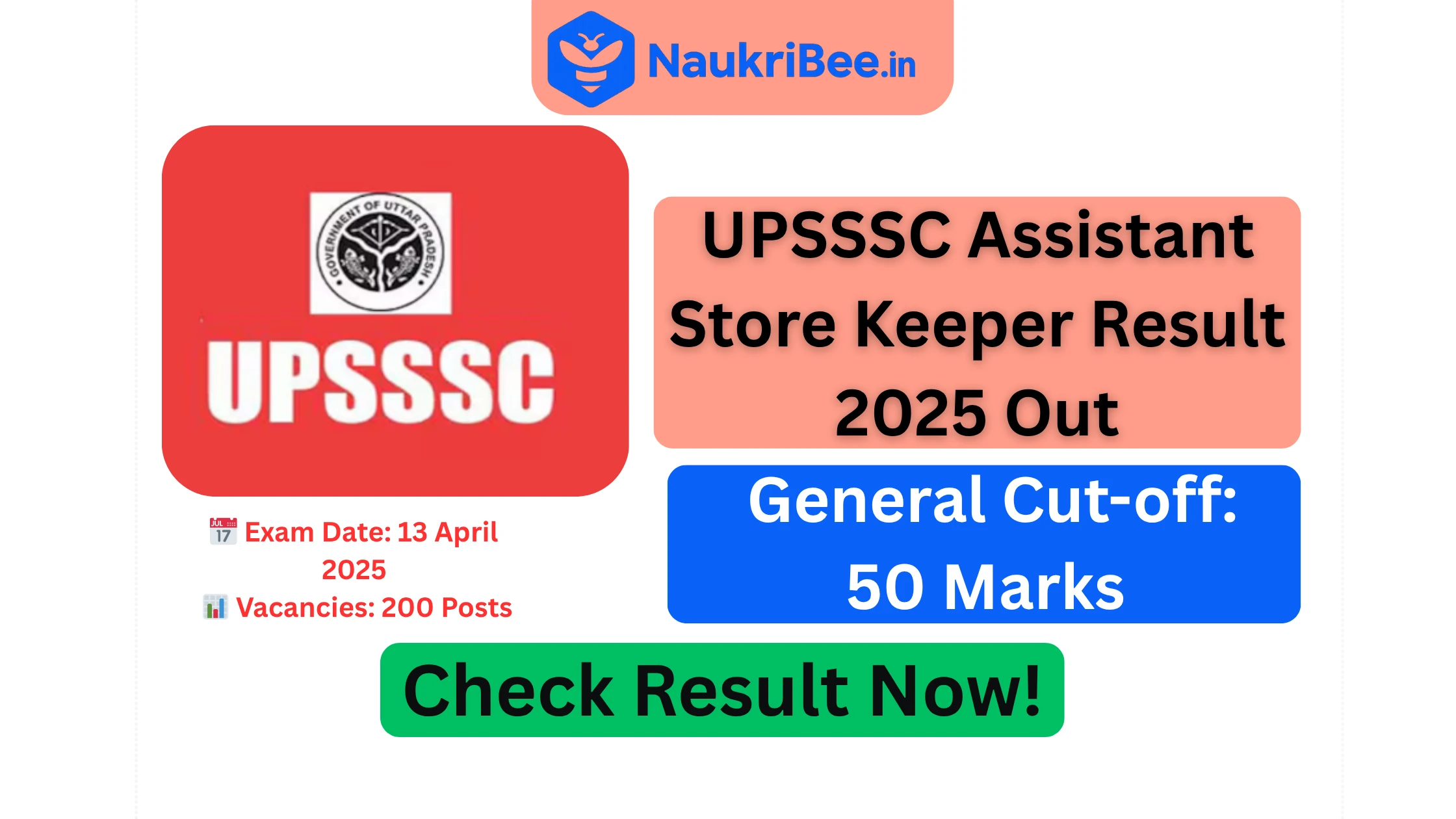 UPSSSC Assistant Store Keeper Result