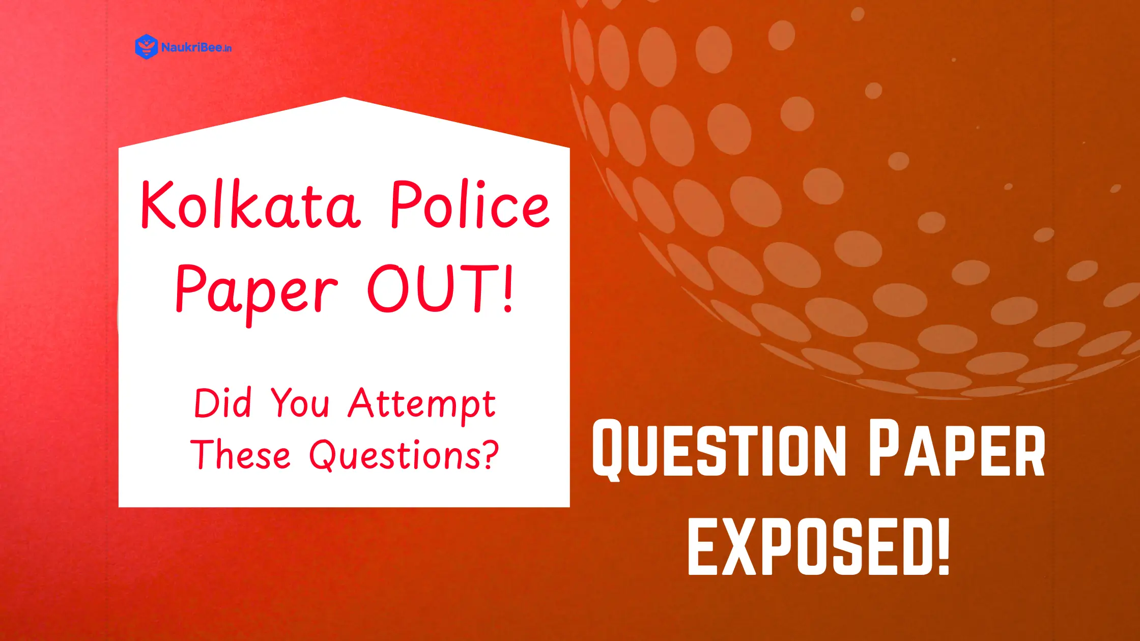 Kolkata Police Constable Question Paper 2025