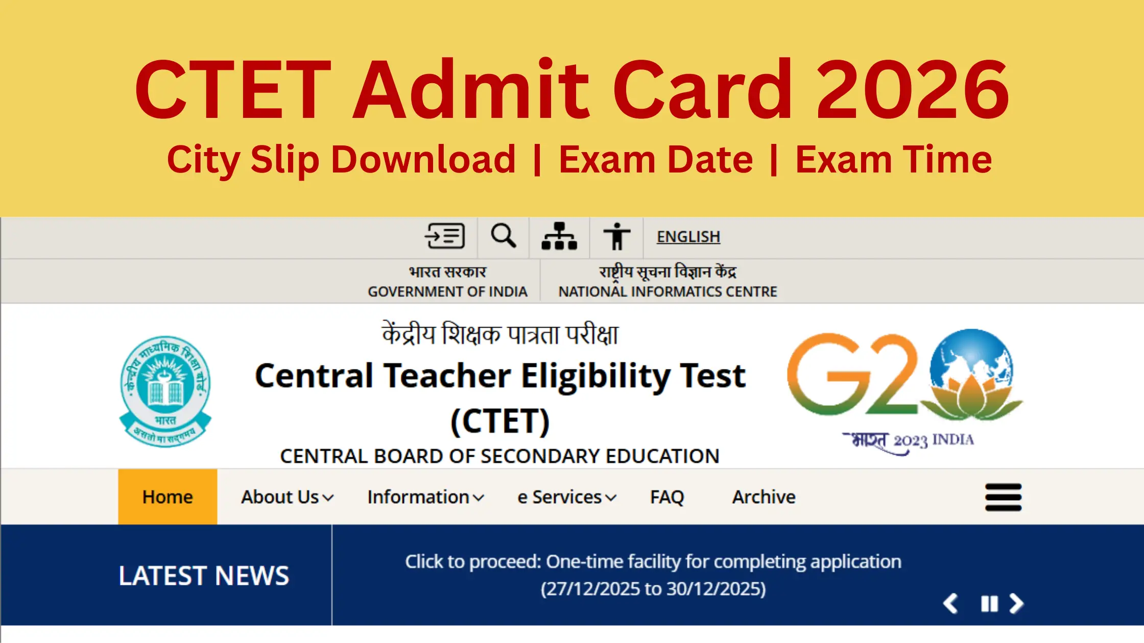 CTET Admit Card 2026
