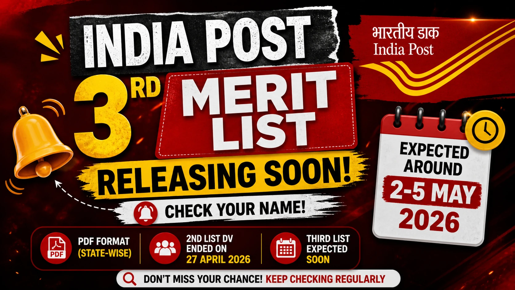 India Post GDS 3rd Merit List 2026