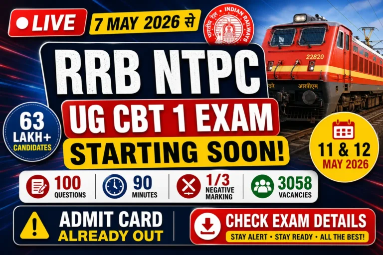 RRB NTPC CBT 1 Exam 2026