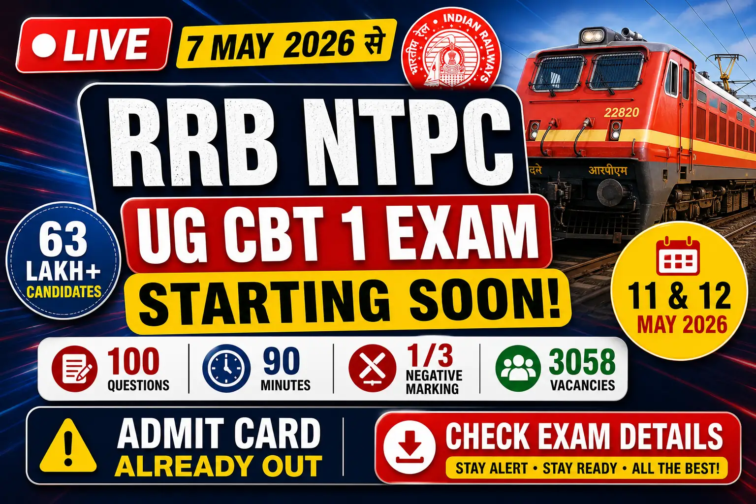 RRB NTPC CBT 1 Exam 2026