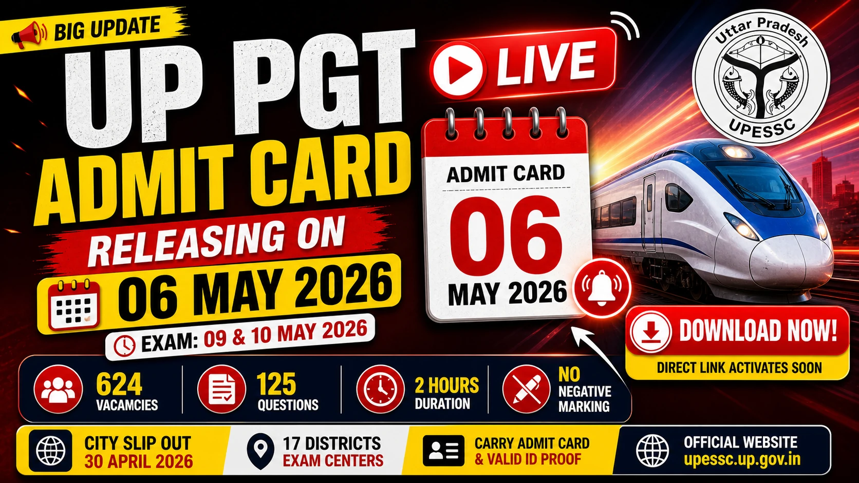 UP PGT Admit Card 2026